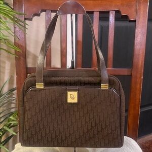 Authentic Vintage Christian Dior Brown Satchel Bag with COA